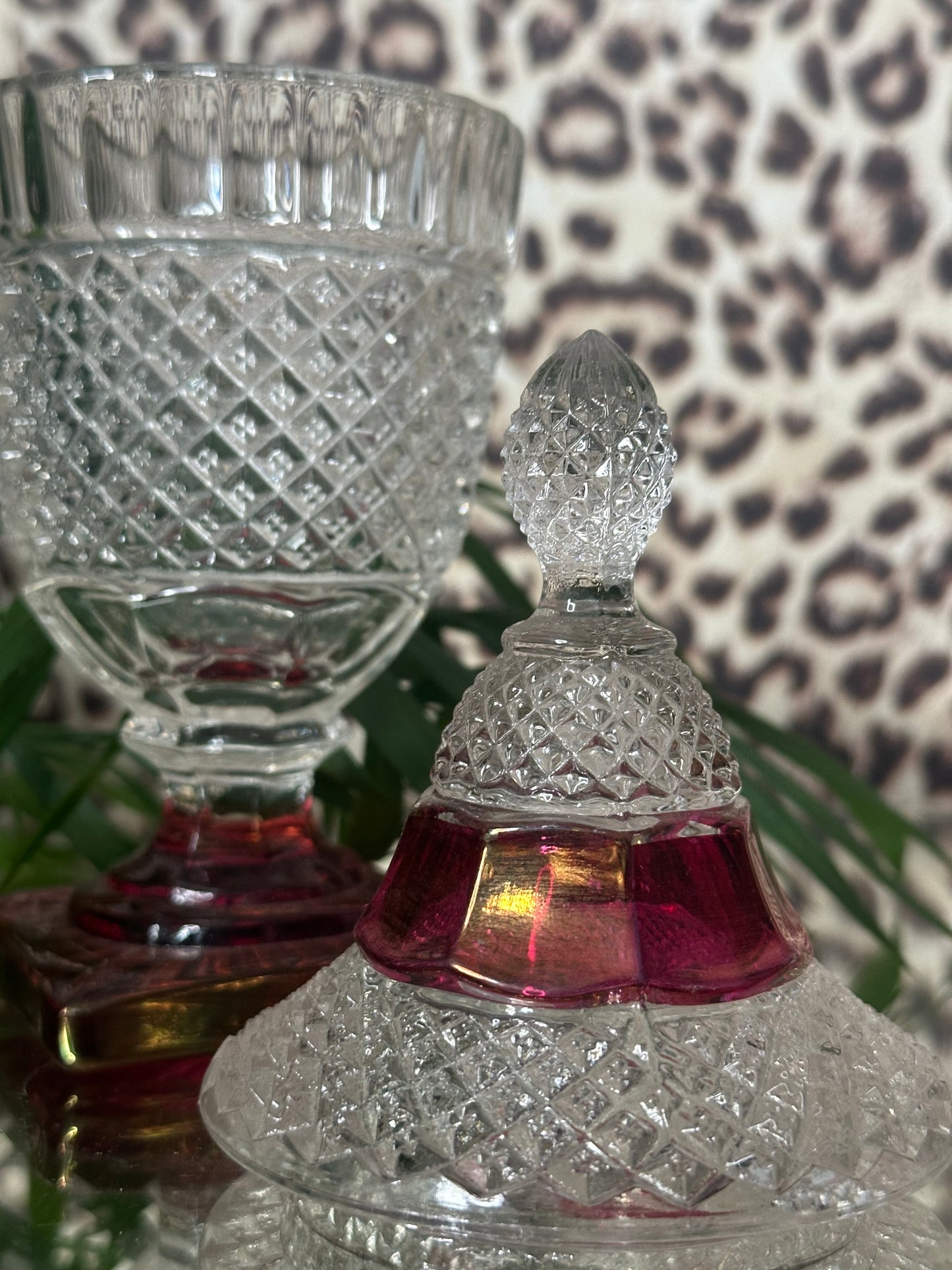 Vintage Westmoreland Waterford Ruby Flashed Candy Jar with Lid - Westmoreland Glass Company