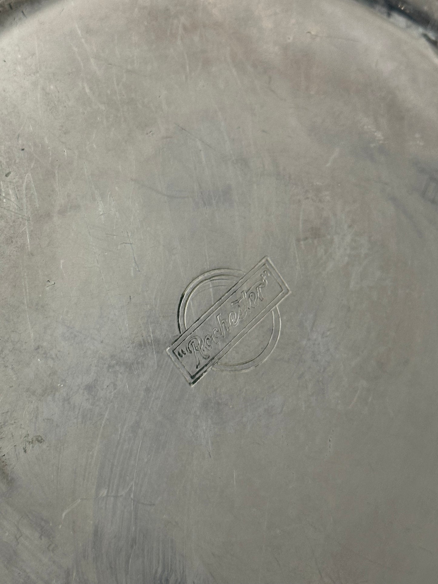 Medium Etched Silverplate Kettle - Marked Rochester