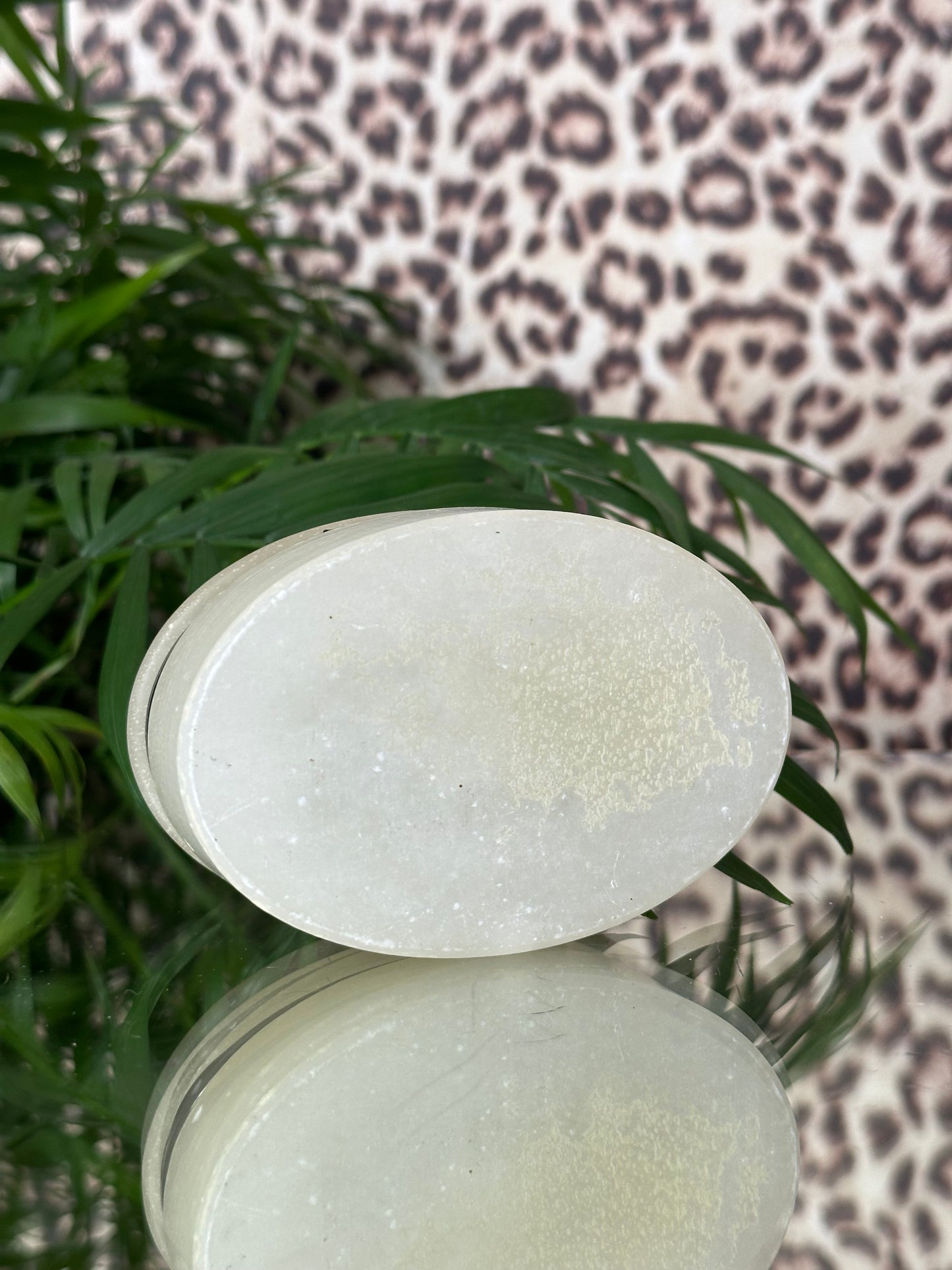 White Oval Alabaster Jewelry Box with Black Hardware
