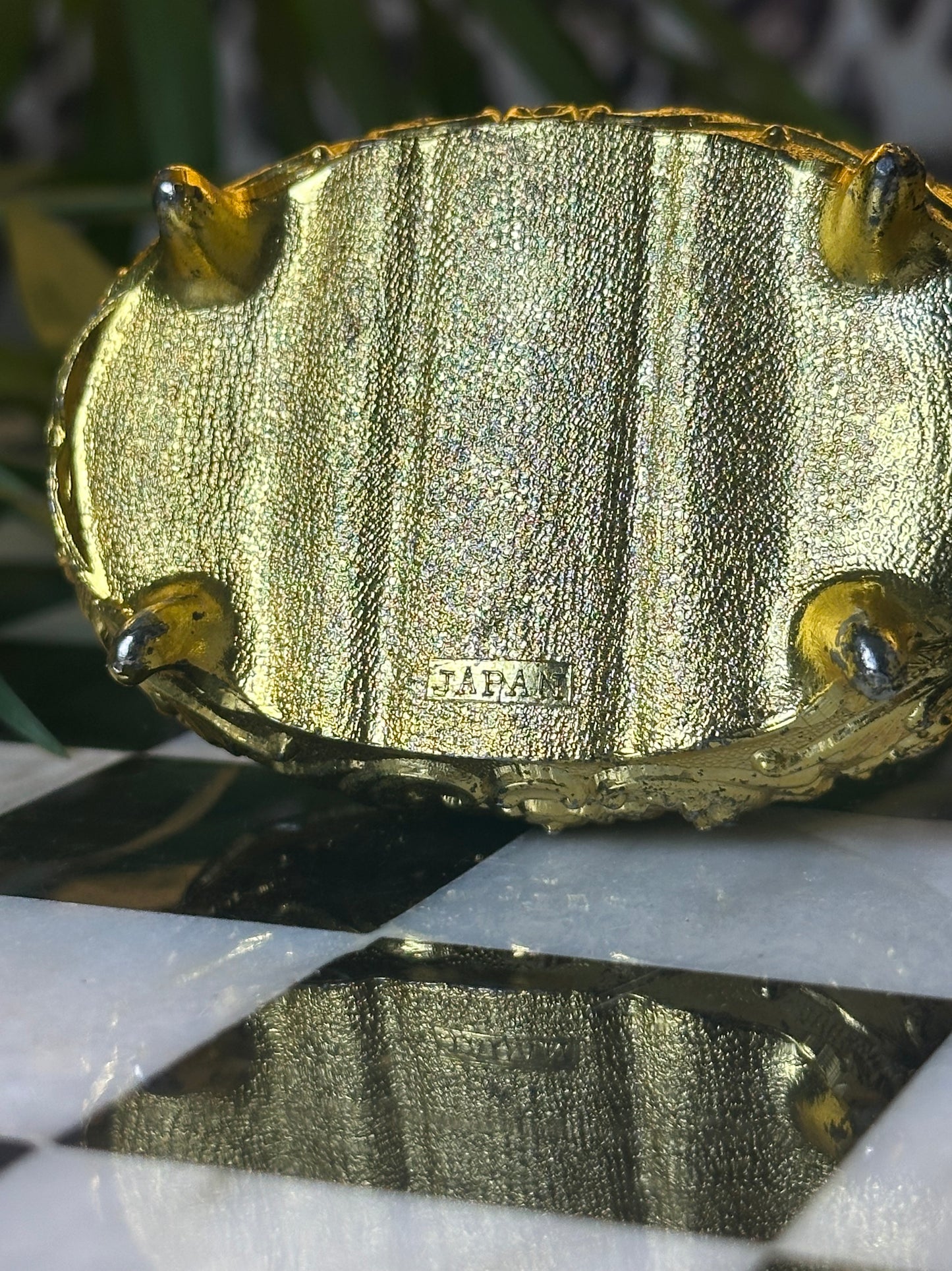 Small Gold Jewelry Box with Red Lining - Made in Japan