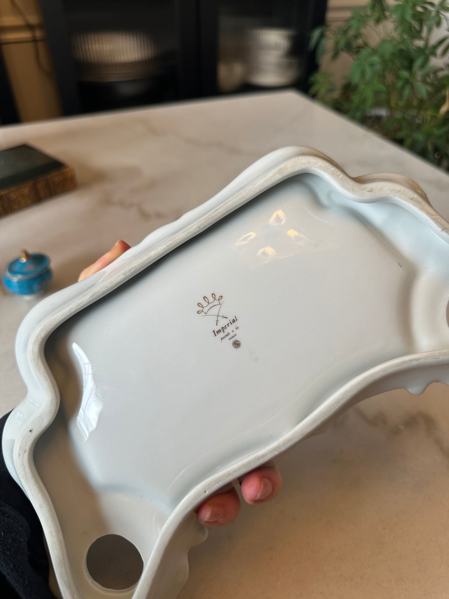 French Imperial Limoges Porcelain Double Inkwell