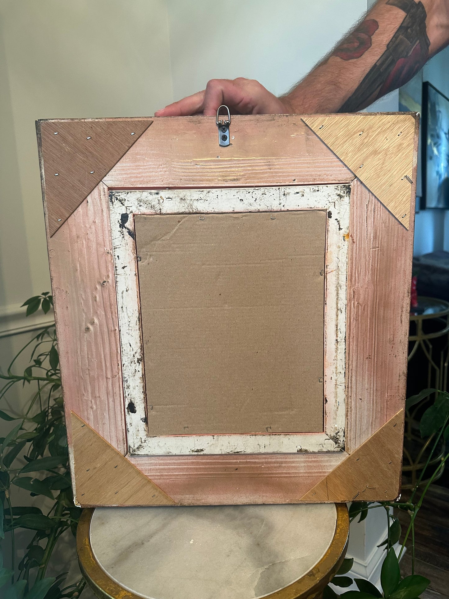 Vintage Floral Painting on Board in Gold Gilt Frame