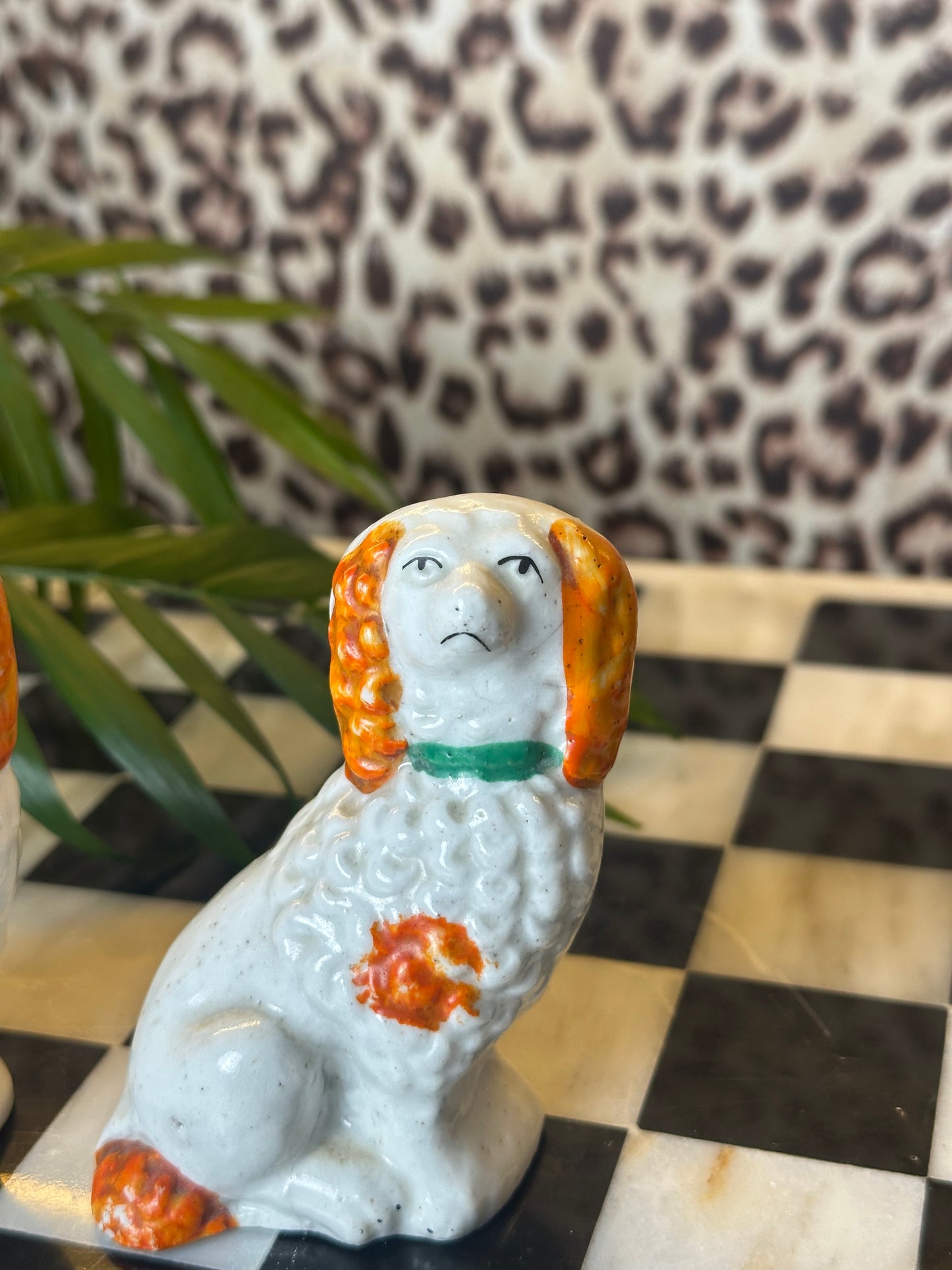 Pair of Miniature Staffordshire Dogs (Orange and white)