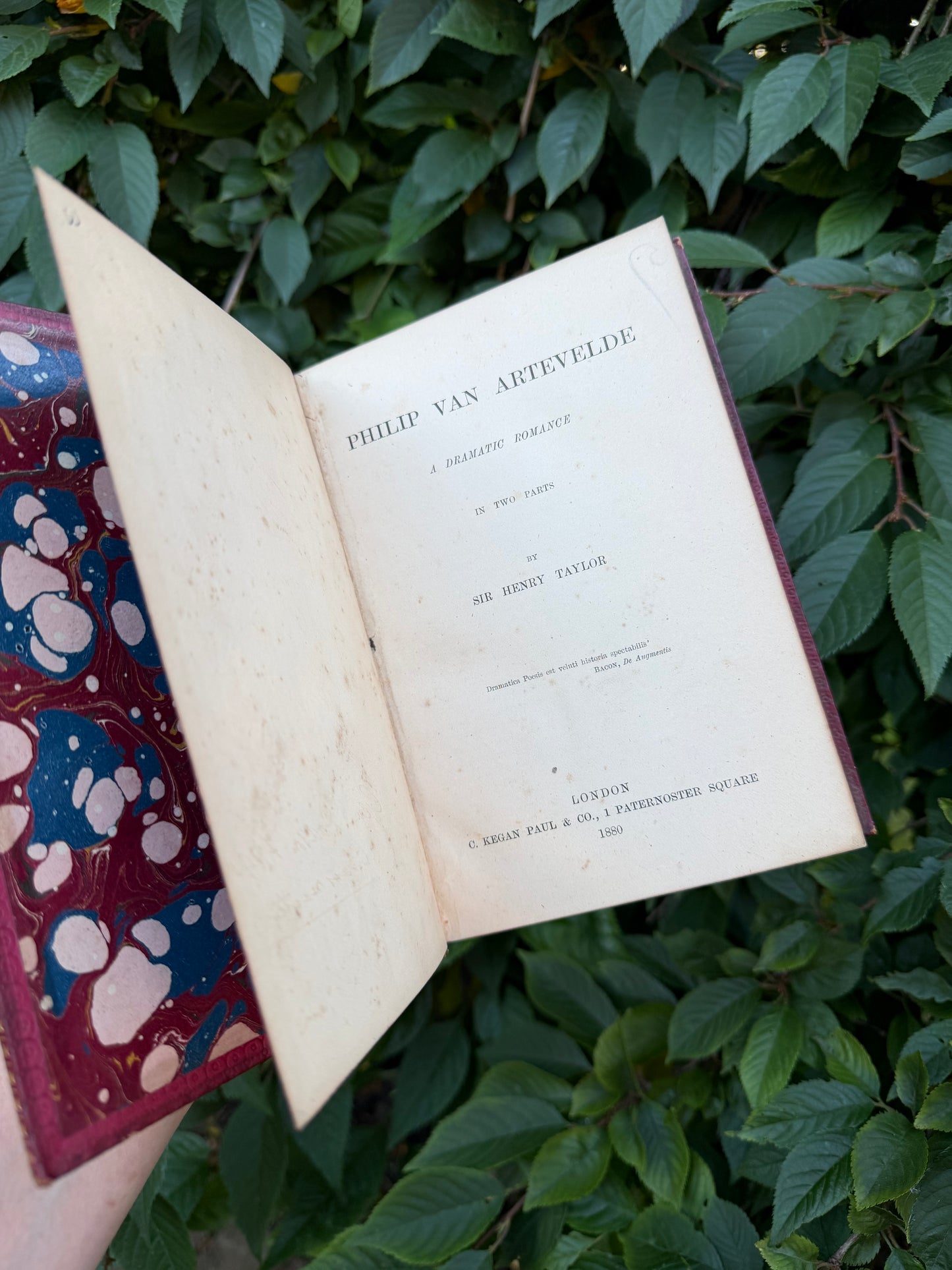 1880 Philip Van Artevelde by Sir Henry Taylor City of London School Oxblood Leather Double Armorial Book