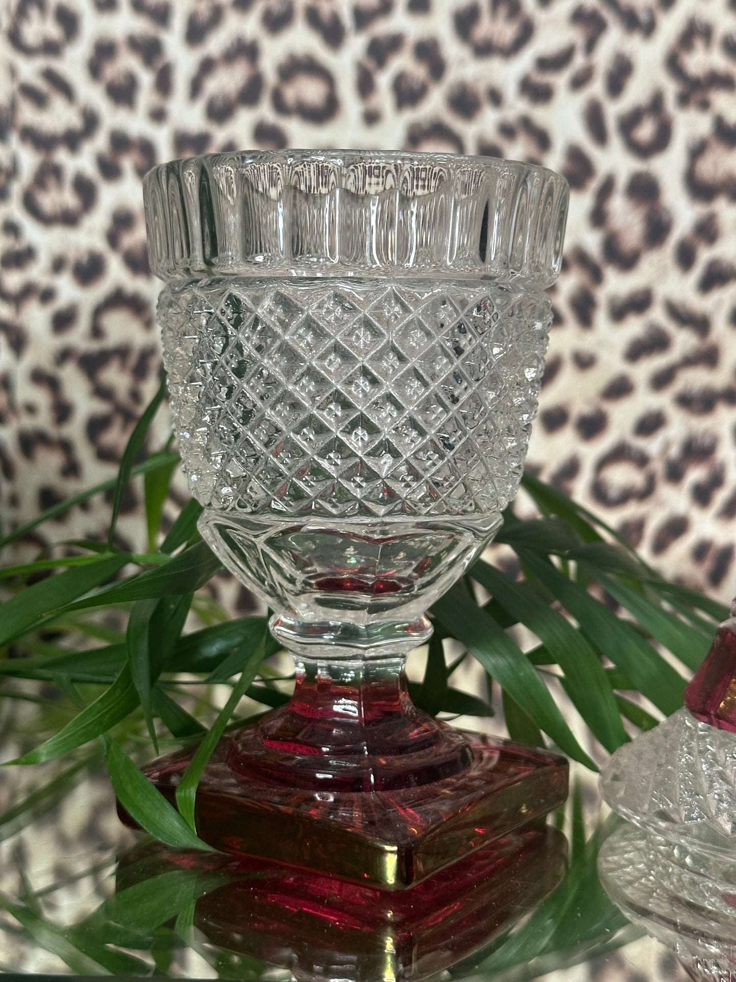 Vintage Westmoreland Waterford Ruby Flashed Candy Jar with Lid - Westmoreland Glass Company