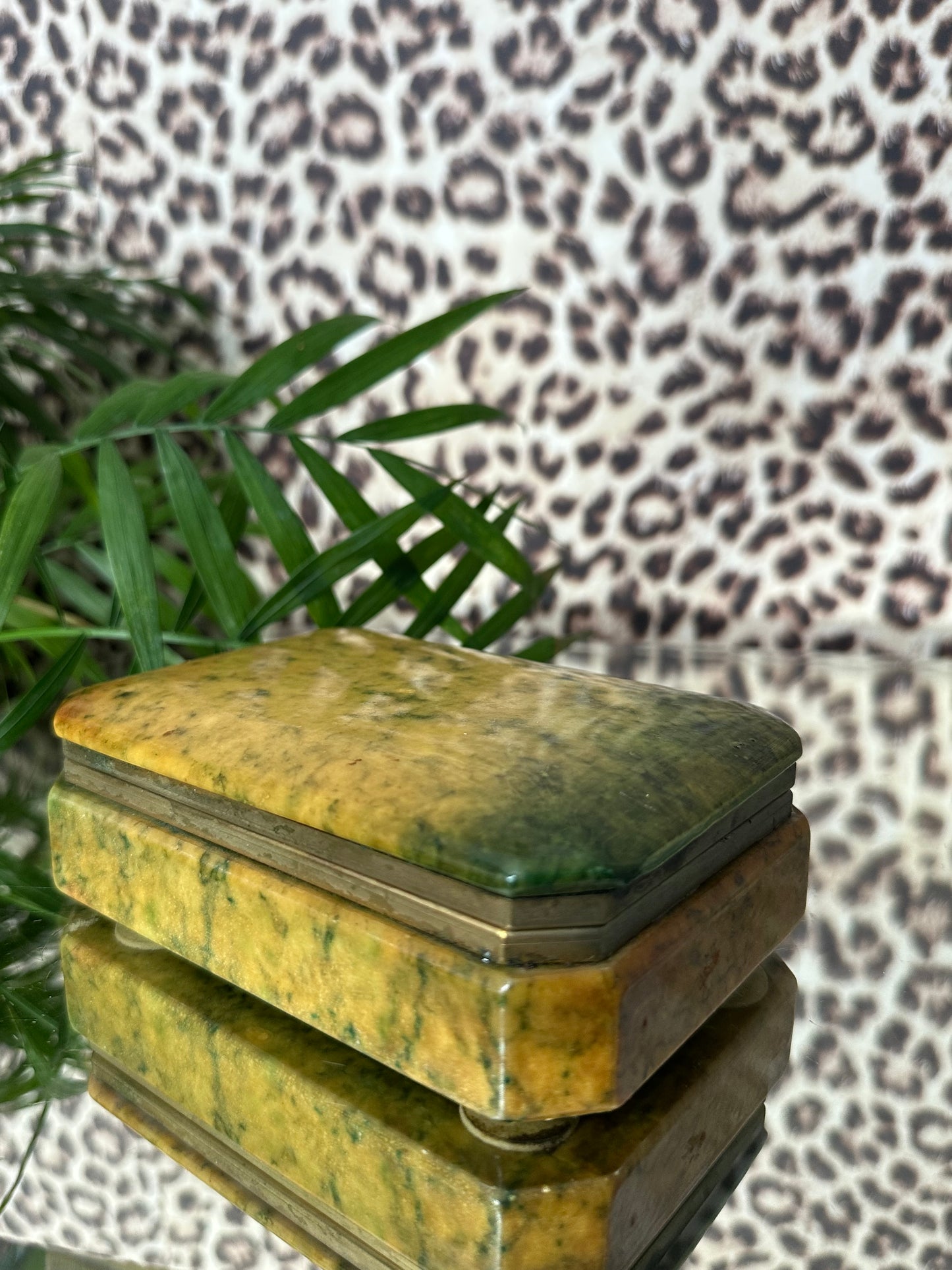 Yellow/cream and Green Ombre Alabaster Hinged Box