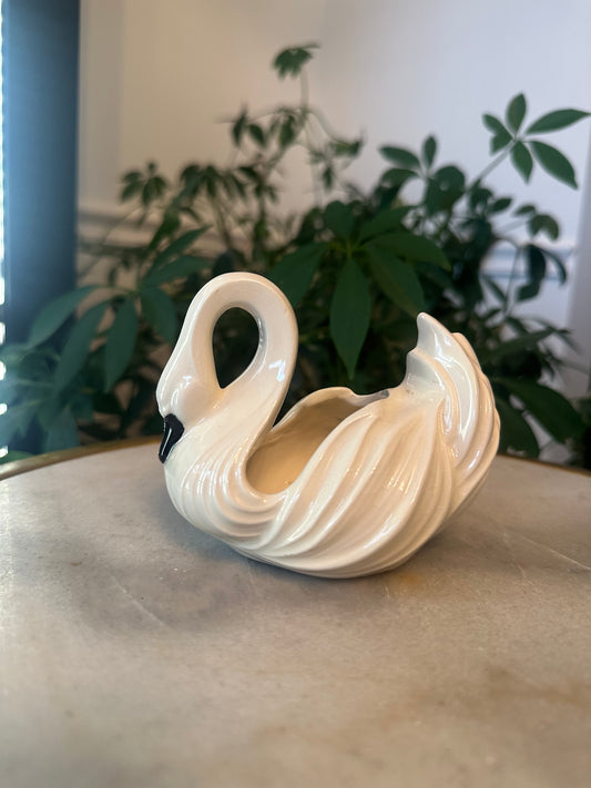 Vintage White Swan Mini Planter