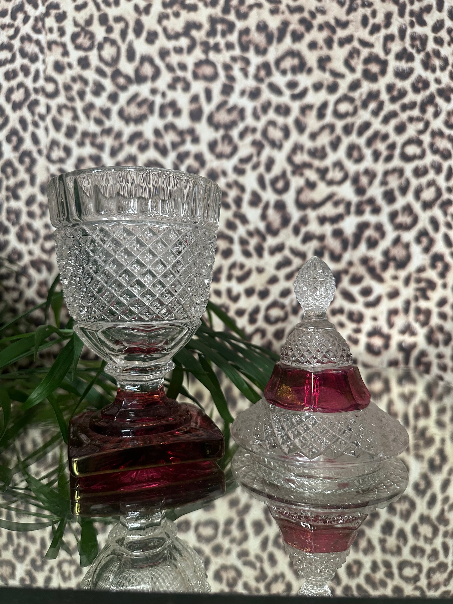 Vintage Westmoreland Waterford Ruby Flashed Candy Jar with Lid - Westmoreland Glass Company