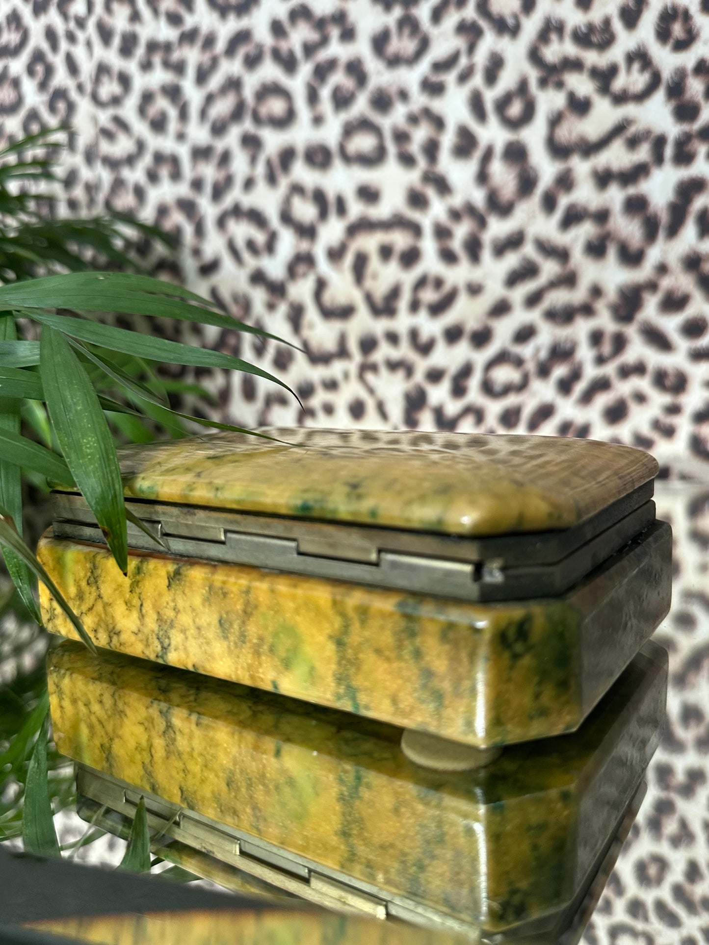 Yellow/cream and Green Ombre Alabaster Hinged Box