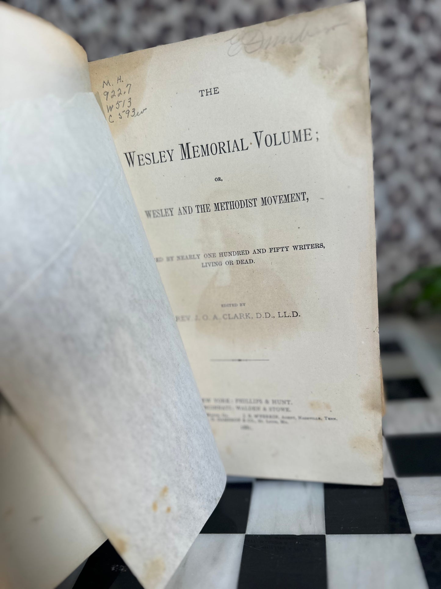 Wesley Memorial Volume Book (1800s)