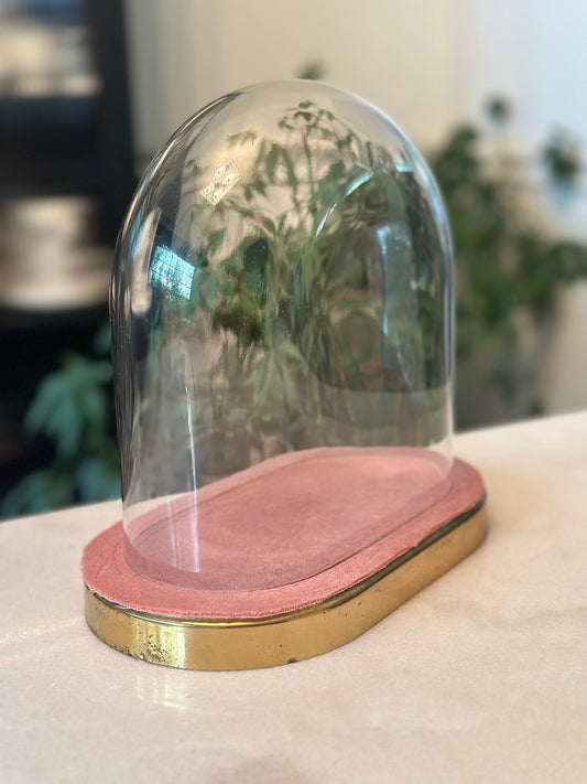 Kieninger and Obergfell Dome Clock with Pink Fabric and Brass Base